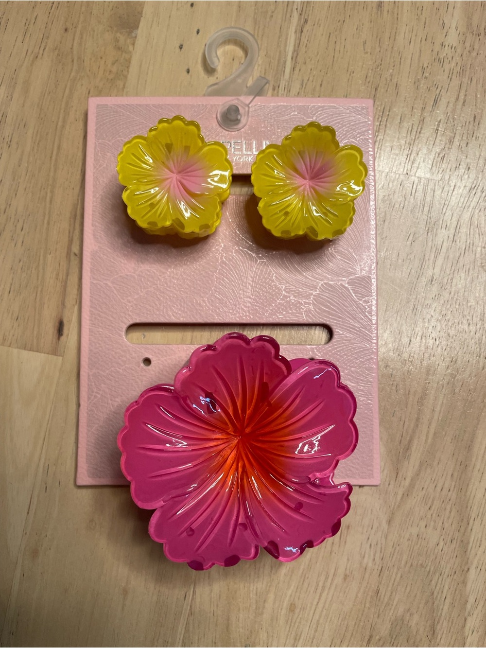 Hibiscus Claw Clip Set - Pink & Yellow